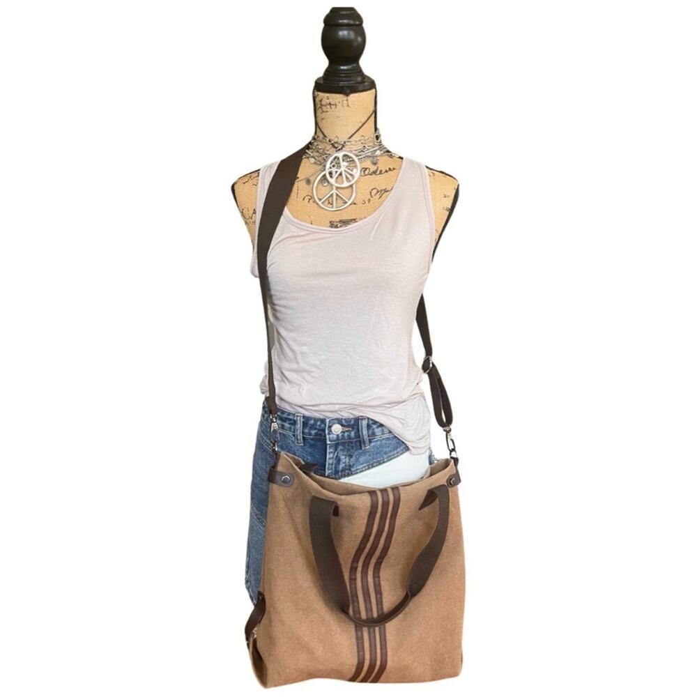 THREADED PEAR brown crossbody canvas bag UNISEX